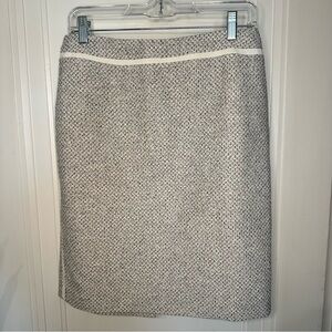 White House Black Market WHBM Ice Princess Boot Skirt White Grey Tweed Lined 6